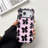 QLTYPRI Case for iPhone 17 Pro Max, Aesthetic Black Ribbon Bow Phone Case for Girls Women, Protective Hybrid 2-Layer Hard Shell