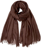 Gragengs Women Summer Scarfs Lightweight Large Long Gauze Shawl Linen Beach Wrap Plain 7543, Brown, Large