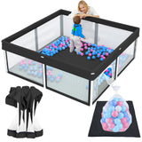 TOREVSIOR Foldable Baby Playpen with Mat, 50 50 Collapsible Play Pen for Babies and Toddlers, Indoor & Outdoor Kids Safety Play