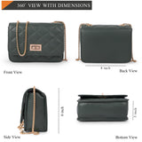 Adisa Women'S Girls Party Sling Bag With Gold Chain (Sl5090.) (Dark Green),Dark Green,,B0F6VGNQQV