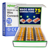 WAGO 221 Series 75pc Compact Splicing Wire Connectors | Includes (30x 221-412) (30x 221-413) (15x 221-415) | WAGO Wire Connector