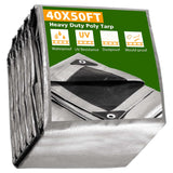 Yescom 40x50ft Heavy Duty Reinforced Poly Tarp Waterproof Tarpaulin 10mil Ground Sheet Camping Tent Cover with Eyelets Reversib