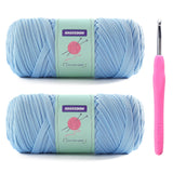 Trapillo Tshirt Yarn for Crochet, Soft T Shirt Yarn for Home Decor, Each 7oz, 65yd (Shallow Lake Blue) with 1 Crochet Hook