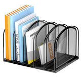 SUPEASY 5-Section File Organizer for Desk, Mesh Desk Organizer, Vertical File Folder Holder, File Floder Organizer for Office Ho