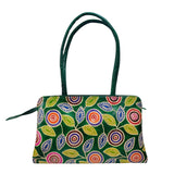 Chitrahar Genuine Shantiniketan Leather Colourful Medium Size Sylish Top Handle Vanity Handbag For Women (Green)
