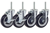 Caster Set of 4 | 5 Polyurethane with 1/2-13x2-3/4 Threaded Stem | 2 Brake and 2 Swivel