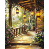 KEYIFA Paint by Numbers Kits for Adults, Wooden Porch Paint by Number, DIY Oil Digital Painting Lantern, Easy Acrylic Painting K