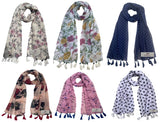 Fusfus WomenS Printed Chiffon Scarves And Stoles, Free Size(Multicolour, Fs1464) Pack Of 6 (Multicolor4)