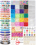 LovelyMoon Bracelet Making Kit 5000 Pcs Clay Beads Flat Preppy Beads for Friendship Jewelry Making Polymer Heishi Beads with Cha