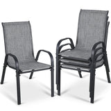 MAMIZO Patio Dining Chairs, Stackable All Weather Teslin Chair, Heavy Duty Outdoor Breathable Chairs Set, w/Armrests, Upgraded C
