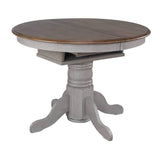 Sunset Trading Country Grove 42 Round To 60 Oval Extendable Dining Table Set | 2 Arm Chairs | Buffet | Distressed Gray And B