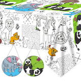 Giant Paper Coloring Tablecloth for Kids Huge Zoo Animals World Posters Activity Large Animal Color-in Paper Poster Table Cover