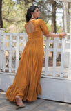 Wedani Faux Georgette Anarkali Kurta Set With Thread Work For Women (In Alpha Xl Regular Yellow),YELLOW,XL,Georgette,anarkali,