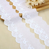 ZNZAKKA White Cotton Lace Trim Eyelet Floral Lace Ribbon Scalloped Embroidery Lace Trim for Dress, Pillow, Dolls/Pets Clothes (7