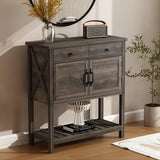 ChooChoo Farmhouse Console Table, Entryway Table with Storage Shelf, Coffee Bar Cabinet, Narrow Buffet Sideboard for Kitchen, Ha