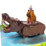 PQDGlobal 3D Capybara on Hippo Popup Card - Funny Handmade Animal Paper Art for Birthday, Anniversary, Christmas, Valentine? Day