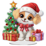 MEIYUDA Christmas Diamond Art Tabletop Kits, DIY Christmas Cute Dog Special Shaped Crystal Desktop Diamonds Painting Kits for Ad