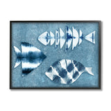 Stupell Industries Abstract Fish Silhouette Shapes Blue Tie Dye Pattern Black Framed Wall Art, 20 x 16