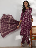 Libas Women'S Pure Cotton Kurta Set (49068_Maroon Maroon Xl