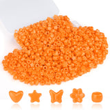 XIANNVXI Orange Shaped Pony Beads 500pcs Star Butterfly Heart Flower Orange Bead for Jewelry Making Necklace Friendship Bracelet