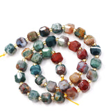 Malahill Wholesale Natural Faceted Stone Beads for Jewelry Making Sold per Bag 5 Strands Inside Cube Ocean Jade 8mm