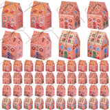 Jorzer 48 Pcs Gingerbread House Treat Boxes Candy Gingerbread Cookie Jar Christmas Party Favor Box for Holiday Packaging, Christ
