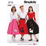 Simplicity 8775 Womens 1950s Vintage Rockabilly Poodle Skirt Sewing Pattern, Sizes 612
