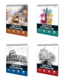 GOWOO Winter Tram, London Cityscape & Ancient Rome Spiral Sketchbook Set Travel, Urban and Classical Theme Drawing Pads, Creat