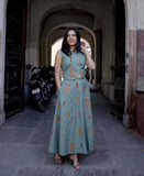Anni Designer Women'S Rayon Viscose Printed Skirt And Top Dress Set (Bijapur Green-Vks01_Xl_Green_X-Large),Green,XL,,,