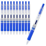 DONGA QKNOCK Quick Dry Gel Pen, 0.5mm Fine Point, Rubber Grip, Transparent Barrel, Blue Ink, 12 Count