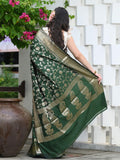 Sugathari Womens Banarasi Saree Pure Kanjivaram Silk Saree Soft New Ladies 2023 Design Wear Pattu Sarees Latest Party Sari Collections With Blouse Piece For Wedding Sadi (San Pari-182 Dark Green)