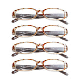 VisionGlobal 4 Pairs Reading Glasses with Spring Hinge, Blue Light Blocking Glasses for Women/Men (Tortoise,+2.00 Magnification)