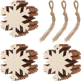 Tatuo 30 Pieces Wooden Snowflake Cutouts Christmas Wood Snowflake Decorations with 30 Pieces Twine Ropes for Crafts Christmas Or