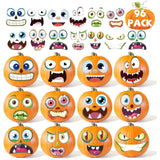 96 Pack Halloween Pumpkin Decorating Craft Stickers Mini Make 96 Small Pumpkin Face Sticker Monster Stickers for Halloween Kids