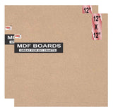 Variety Canvas MDF Boards for Art and Craft, Wood MDF Sheets for Craft Work, DIY MDF Cutouts (2, 12x12)