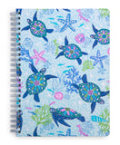 Vera Bradley Blue Mini Spiral Notebook, College Ruled Paper, 8.25inch x 6.25inch with Pocket and 160 Lined Pages, Turtle Dream