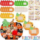 DoubleFill 50 Pcs Fall DIY Unfinished Wood Picture Frames Craft Kit -Wooden Pumpkin Photo Frame and Fall Stickers Home Autumn Th
