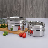 Sumeet Stainless Steel Oval Lunch Box/Tiffin with 2 Compartments and Locking Clip, Set of 2 Pcs, 800ML & 850ML Each, Ideal for 4