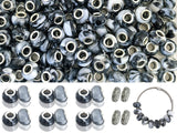 Black Shell European Large Hole Beads for Jewelry Making - 110pcs 14mm Beadable Spacer Beads for Pens - Rondelle Slide Charm Bea