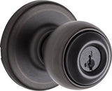 Kwikset Polo Entry Door Knob with Lock and Key, Secure Keyed Handle Exterior Doorknob, Front Entrance and Bedroom, Venetian Bron
