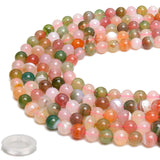 70PCS Natural 8MM Healing Gemstone, Yanyuan Agate Energy Stone Round Loose Beads, Semi-Precious Crystal Beads with Free Elastic