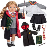 Deluxe 11pc Hermione Granger Inspired 18 Doll Outfit-Compatible with American Girl Outfit & Accessories Set Includes Robe, Wand,