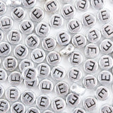 Yiizzxin 200Pcs Round Ancient Silver Letter E Beads,4x7mm Flat Letter-E Bead for Bracelets,Alphabet Beads for Jewelry Making DIY