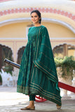 Gosriki Women'S Rayon Blend Printed Anarkali Kurta With Pant & Dupatta (Gumaro Green-Gs_S_Green_Small),Green,,B0DRNMVZTJ