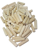 100 Pack 3/8 x 2 Wooden Dowel Pins Wood Kiln Dried Fluted and Beveled, Made of Hardwood