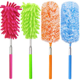 4 pcs Extendable and Washable Microfibre Feather Duster,13 to 30 Reachable, Microfibre Cleaning Tool, Small Dusters for Cleaning