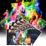 HGD (50 Pack) Fire Color Changing Packets for Fire Pit, Indoor/Outdoor Fireplace, Campfires, Bonfires - Mystical Rainbow Magic F