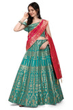 Purvaja Women'S Jacquard Semi-Stitched Lehenga Choli (Aahana-C-Green_C-Green_Free Size)