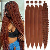 Bright Ginger Boho Braiding Hair Curly Pre Stretched Knotless Braiding Hair for Boho Braids(30 inch, Packs of 4)