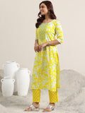 Libas Women Cotton Kurta Set (400347, Yellow, Large)
